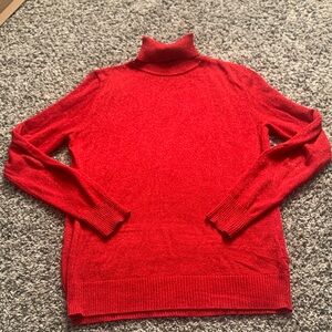 Joseph A Vibrant Red Metallic Turtleneck Sweater
